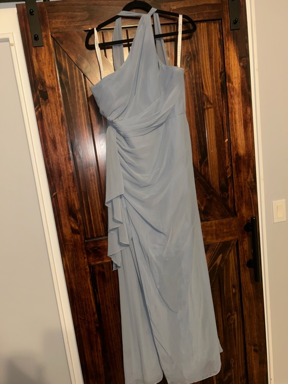 Azazie Dusty Blue One-Shoulder Chiffon Gown